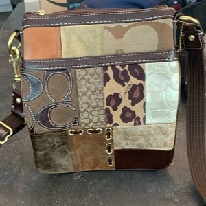 Brown Coach Patchwork Crossbody